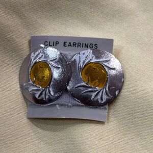 🎉 Silver and Gold-Tone Clip-On Earrings